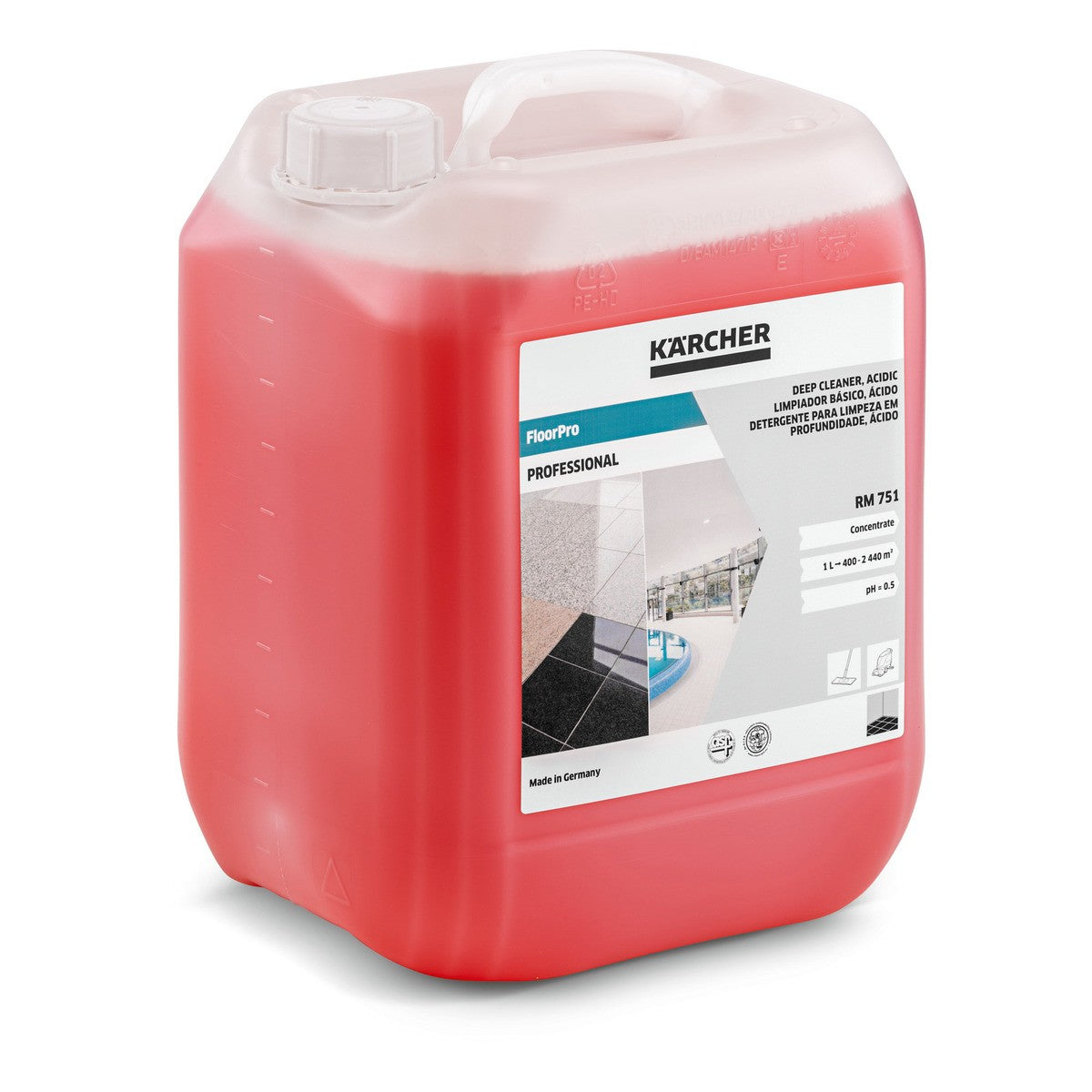 FLOORPRO DEEP CLEANER, ACIDIC RM 751, 10L