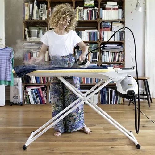 The multifunctional package: Steam cleaner combined with ironing board